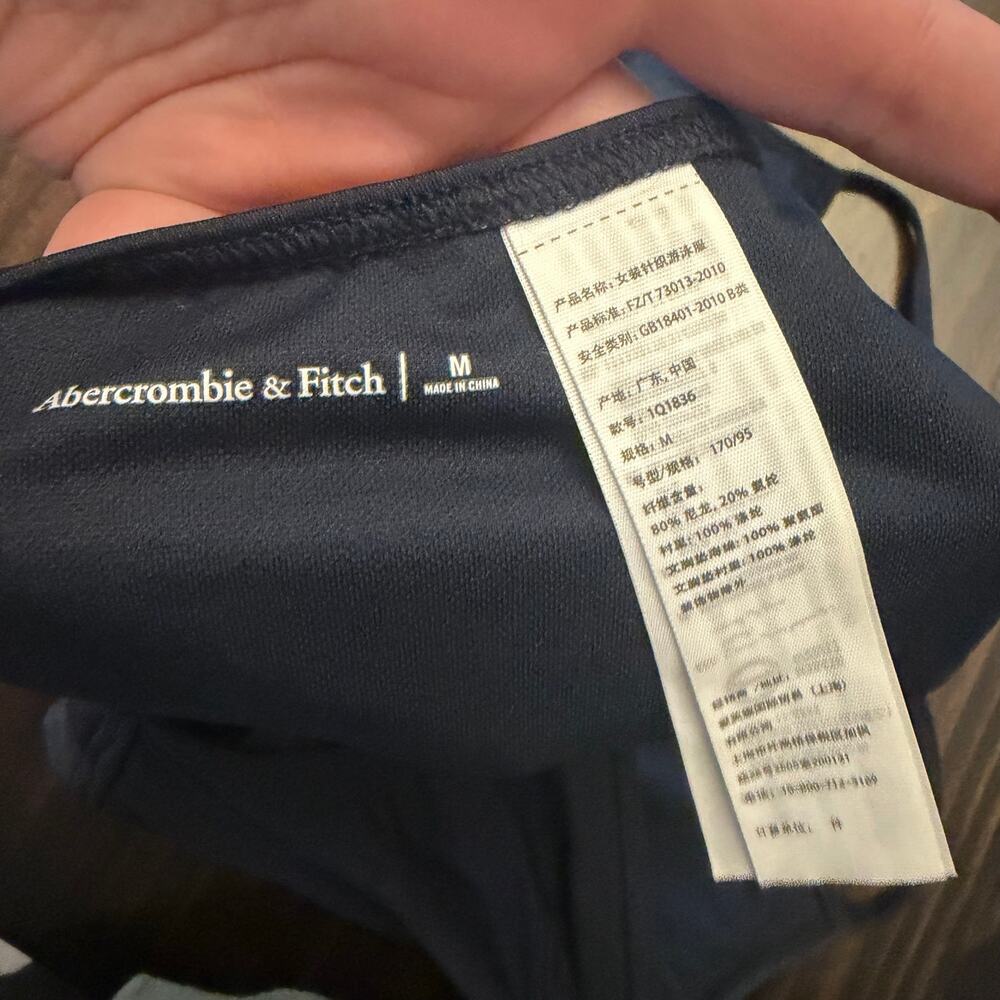 Abercrombie & Fitch Navy Blue One-Piece Halter Cutout Swimsuit Women's Size M - Picture 4 of 5
